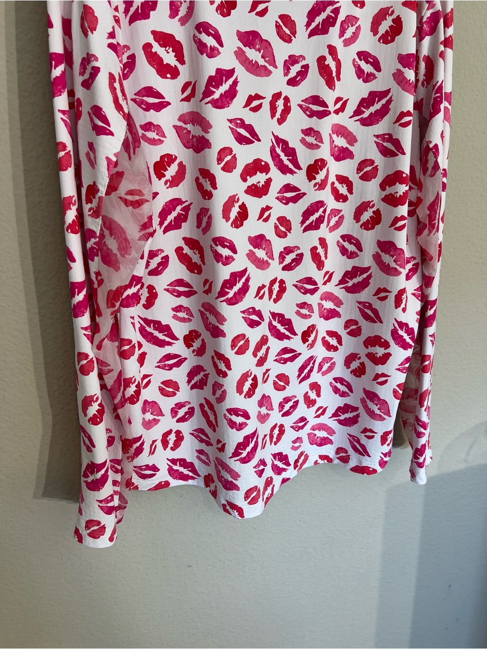 Ibkul quarter zip long sleeve lightweight top kiss red lip print sz XXL golf - Picture 10 of 12